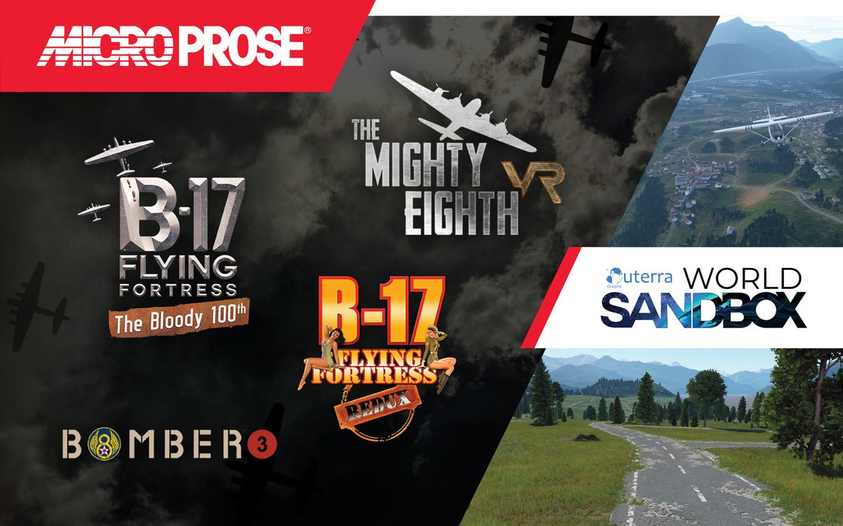 We are pleased to announce 5 new games. Four titles with connections to the B-17 Flying Fortress and a new experience titled Outerra World Sandbox.

Wishlist the new titles here: bit.ly/3D1IfJl

#microproseisback #announcement #steam @microproseb17 @outerraws