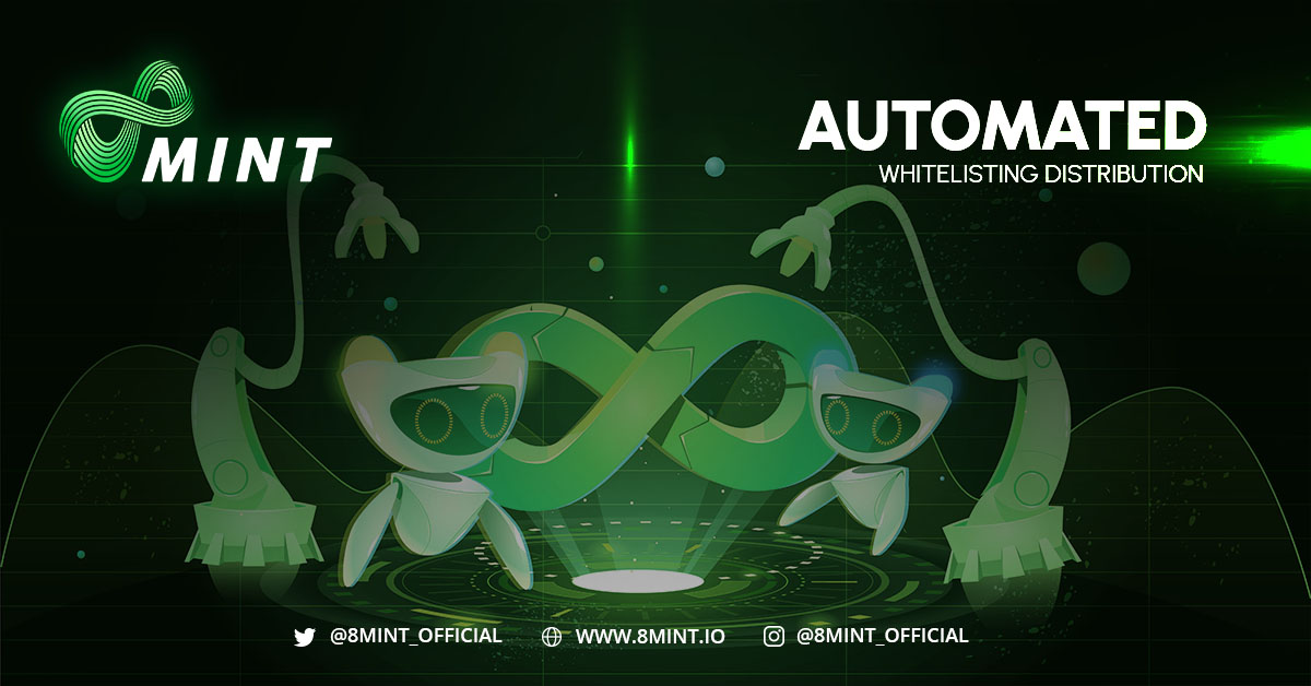 8mint_Official's tweet photo. ✋No more tedious manual whitelisting distributions!
Automate this process with #8mint. Oh, and it's not only the whitelisting you can automate with our extremely cool alien-tech solutions!😉
🔗https://t.co/Ak9IQD5Kwf
#NFTCommunity #NFTartist https://t.co/kKk3HYiL3D