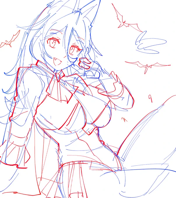 今回の絵の没案とラフ出しておこ(色々と試せて良かったっっけど、悩んだよ…) 