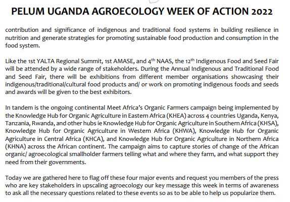 pelum_uganda's tweet photo. Press Release #AgroecologyWeek22
#YALTASummit2022 https://t.co/0SQl5J2szY