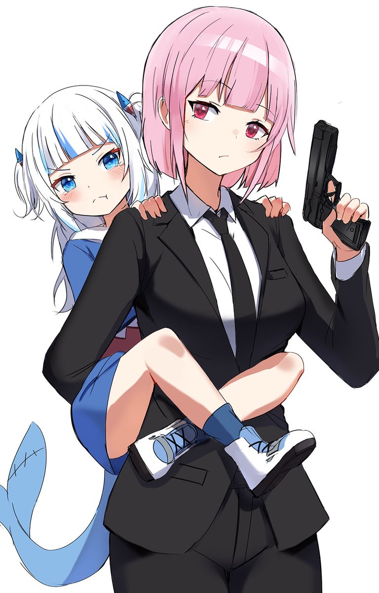 がうるぐら 「Bodyguard Calli and Gura #HOLOctober #ga」|Oroのイラスト