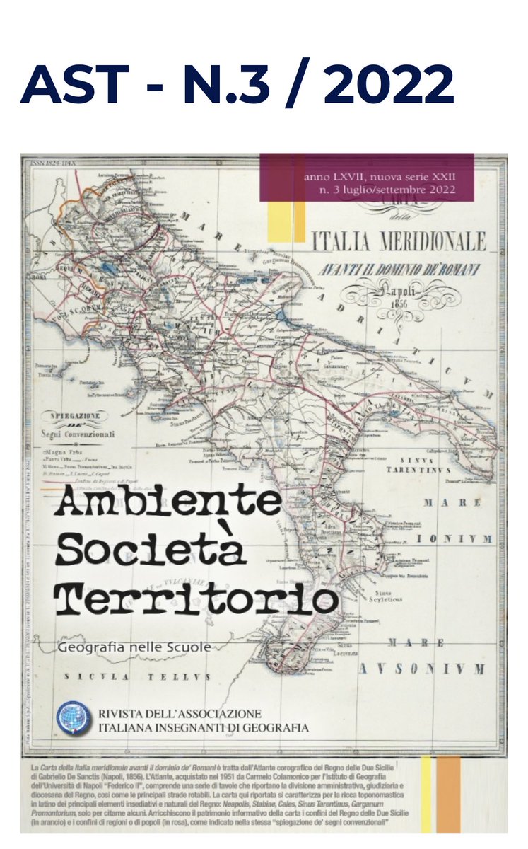 SandraLeonardi's tweet photo. Ambiente Società Territorio . Geografia nelle scuole - fascicolo n. 3 novità #podcast #cambiamenti #aggiornamenti #avvicinare #geografia #mondodellascuola https://t.co/v27TOfEYXc