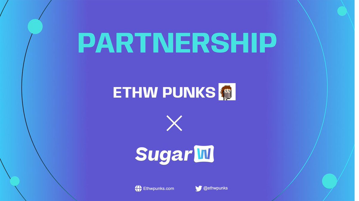 How is going ETHWPunks fam!

We have officially partnered with <a href="/SugarW_io/">SugarW 🍬 ETHW</a> and our collection is officially listed on SugarW marketplace.

SugarW is most friendly and popular marketplace on ETHW.
Trade here: 
sugarw.io/collections/0x…

#ethw #nft <a href="/ChandlerGuo/">ChandlerGuo 郭宏才 宝二爷</a> <a href="/EthereumPoW/">EthereumPoW (ETHW) Official</a>
