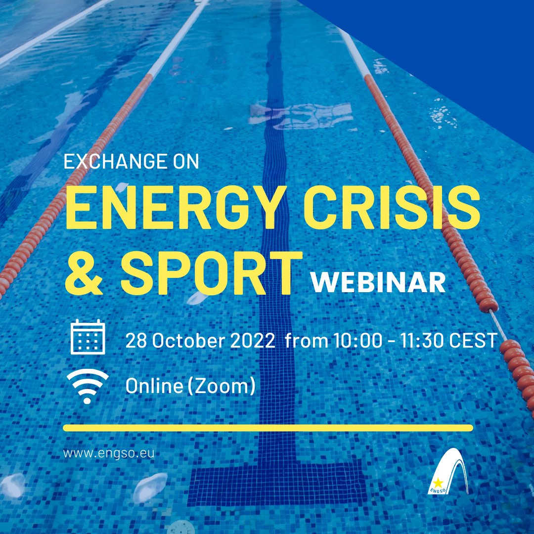 Energy 🪫 prices have hit all-time highs in 2022. 

During our webinar on Energy Crisis and Sport we will discuss how #sport federations &amp; clubs can cope with the upcoming energy crisis.

REGISTER 🔗engso.eu/post/join-engs… 

#RepowerEU #EUsport
