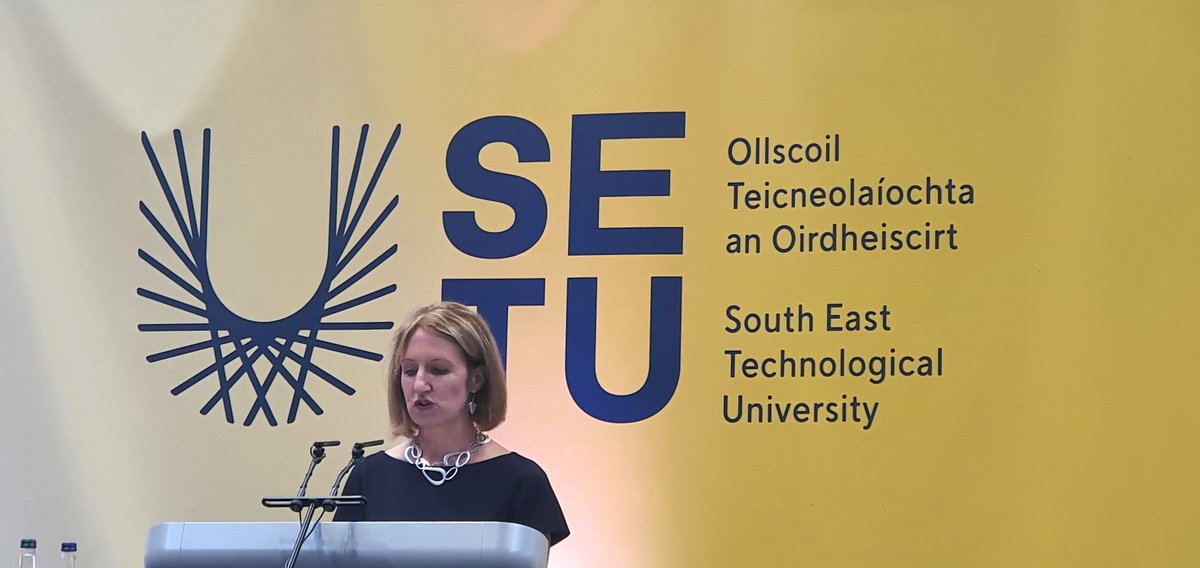 Professor Veronica Campbell, President of SETU, addressing the formal opening of the new regional technological university. I'm happy to be here, but I'd be happier to be at an official opening of a University of Waterford. Nonetheless, I wish nothing but the best for #SETU