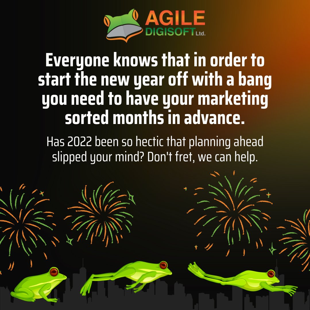 AgileDigisoft's tweet image. Leap into 2023 carefree with Agile Digisoft! Link in bio to learn more and to contact us 🐸
.
.
.
#marketing2023 #leedsmarketing #smallbusinessleeds #digitalmarketingleeds #yorkshiremarketing #websitedesign