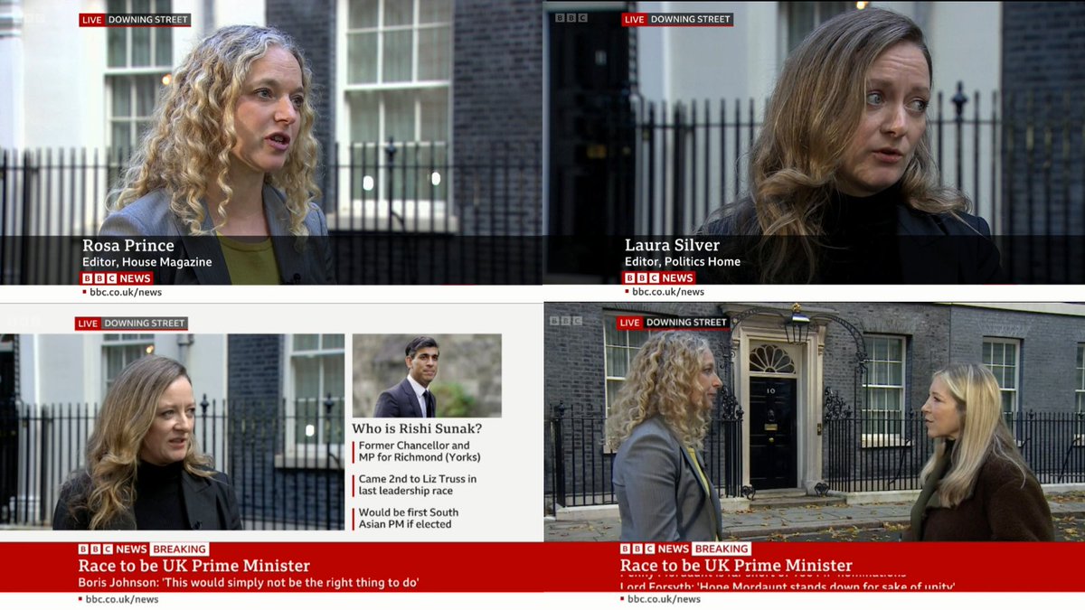 DodsGroup's tweet photo. With @RosaFPrince, editor @TheHouseMag  and @laurasilver_ , editor @politicshome both offering expert commentary for @BBCNews this morning outside #No10, our media titles continue to be at the heart of UK political news #politics https://t.co/QUdq8j3Pig