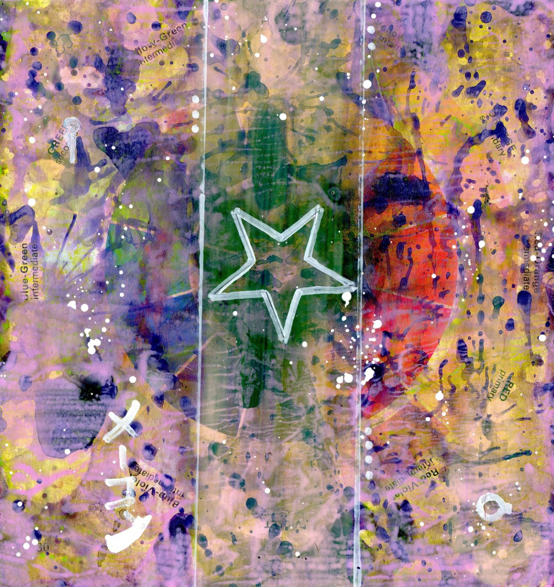 M_A_Macon's tweet photo. "Colorblind Wheel" $35, DM me to buy. 

Acrylic, oil pen, and collage elements on found paper, Marc-Anthony Macon, 2020 #artbrut #dadaism #outsiderart https://t.co/9LaYPQ191e
