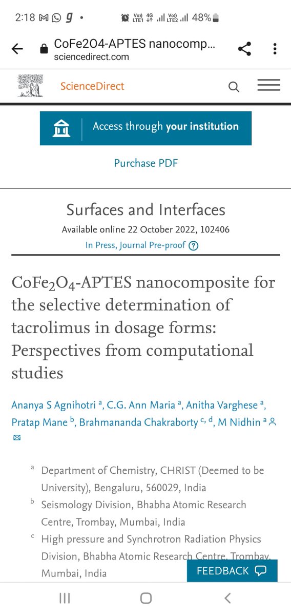 AnithaLab's tweet image. Delighted to share the latest research article from our research group in Surfaces and Interfaces (IF - 6.137).
