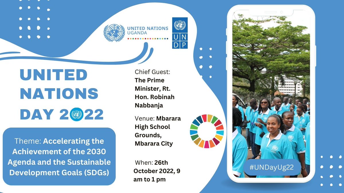 UNDPUganda's tweet photo. Happy @UN Day! ๐๐๐ข๐
@UN Day, celebrated ๐every year, offers us the opportunity to amplify our common agenda and reaffirm the purposes and principles of the UN Charter that have guided us for the past 77 years.
#UNDayUg22 #SDG https://t.co/VrP3ykmd3V