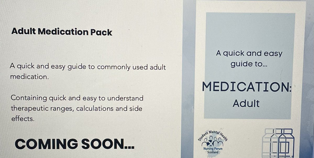 StudentMHNFScot's tweet photo. Adult Medication Pack 👀💊
Coming soon…
#medication #studentnurse #smhnfs #smhnfscot #studentmhnfsc #westn #comingsoon https://t.co/bBR9s5XAGz