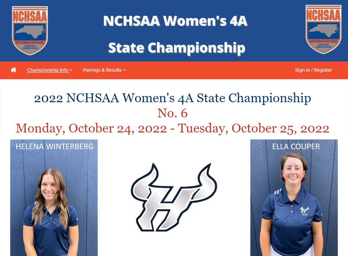 HRHSBullsGolf's tweet photo. 🏆🏌️‍♀️⛳️Good luck this week to 2⃣ senior @hrhsbulls at the @NCHSAA Women's 4⃣🅰️State Championship @PinehurstResort No.6⃣. #NCHSAAGOLF⛳️🏌️‍♀️🏆

⏰ @couper_ella1 9:50a
⏰ @HelenaWinterb 10:00a

📊live scoring here https://t.co/FfaEgTdp1B https://t.co/6f9RTQHjt2