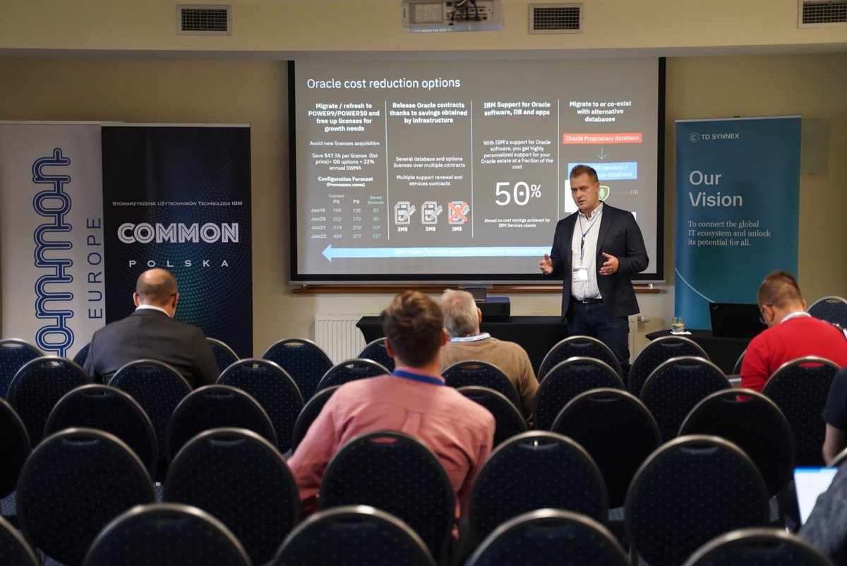 common_polska's tweet photo. 12:20 Sala A
Optymalizacja kosztów utrzymania środowiska
bazodanowego na platformie. IBM Power na
przykładzie baz Oracle
Roman Lada-Grodzicki (IBM)
#commonpolska, #IBM, #tdsynnex, #cloudware, #arrow, #credeexperto, #ibpm, #azframe, #averbit, #goldenore, #simplicity, #boatsystems, https://t.co/0yWWS9mOeh
