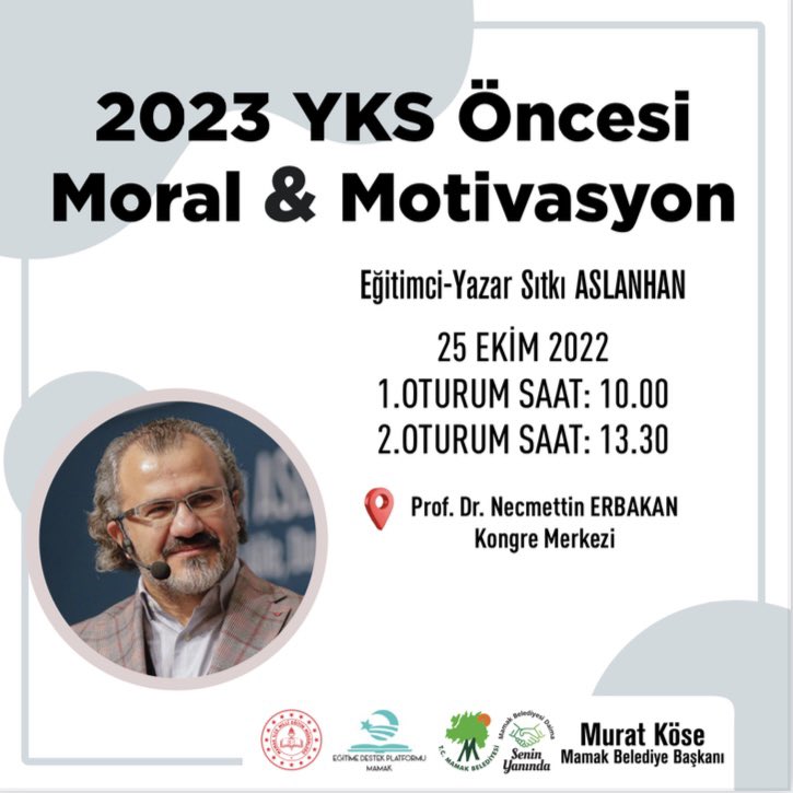 2023 YKS öncesi erkenden gençlerle buluşmak ve hedefler netleştirmek lazım. Bu kapsamda yarın Ankara Mamak’ta genç kardeşlerimizle buluşacağız nasipse. @MamakBelediyesi @muratkose2 @MamakilceMem @egitimedestekp