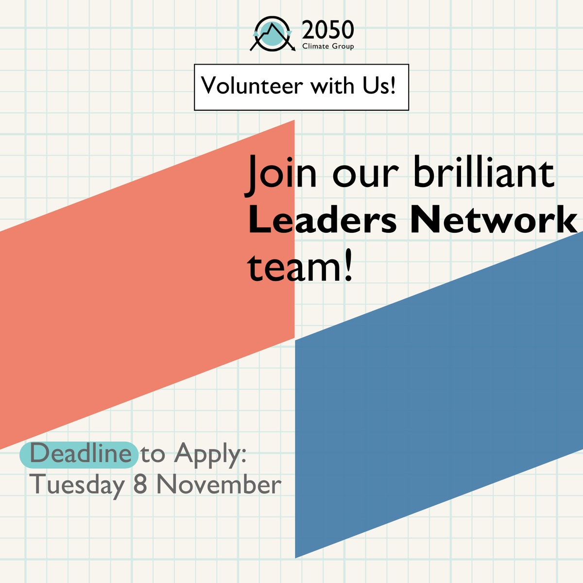 2050ClimateGrp's tweet photo. #Volunteer with Us!π
Join our amazing Leaders Network Subgroup and get the chance to work on exciting projects like our 2050x Fund, our Climate Circles, brilliant events like our recent #ClimaTell and much more!
Apply by 8th Nov: https://t.co/dRWmuGxeDE β¨ https://t.co/FGYoBd9cBN