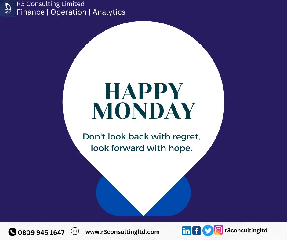 r3consultingltd's tweet photo. Happy new week to y'all!
#lookforwardandmoveforward. Have a fruitful week ahead.
#r3consultingltd #mondaymotivation #saperpsolution #erp https://t.co/8JAvEZn9Tx