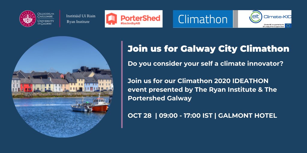 RyanInstitute's tweet photo. Galway 2022 #climathon by @ryaninstitute, @uniofgalway, @portershed is only 5 days away!
Join us this Friday and be a part of the #solution to the #climatecrisis.
Register now! https://t.co/FzxBnnulx1
#sdgs #innovation #climate #ryaninstitute https://t.co/RexegwaTRF