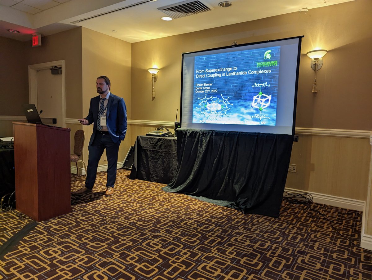Selly Demir (@demirselly) on Twitter photo We are very excited that Florian Benner <a href="/GroupDemir/">Demir Group</a> <a href="/MSUChem/">MSU Chemistry</a> gave an invited talk at the ACS West Regional Meeting in Las Vegas at a molecular magnetism symposium hosted by <a href="/RinehartGroup/">Rinehart Lab</a> while I presented at #SERMACS2022 in Puerto Rico at the same time. Thanks for the invites! We are very excited that Florian Benner <a href="/GroupDemir/">Demir Group</a> <a href="/MSUChem/">MSU Chemistry</a> gave an invited talk at the ACS West Regional Meeting in Las Vegas at a molecular magnetism symposium hosted by <a href="/RinehartGroup/">Rinehart Lab</a> while I presented at #SERMACS2022 in Puerto Rico at the same time. Thanks for the invites!