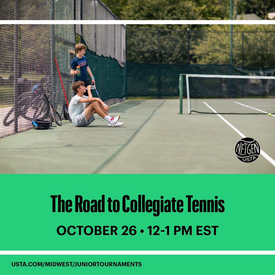 It's our last webinar of the Junior Competition Parent series! 💻✨

Don't miss out as we discuss college tennis. 🧑‍🎓

Register: 👉 bit.ly/3VTf2sC