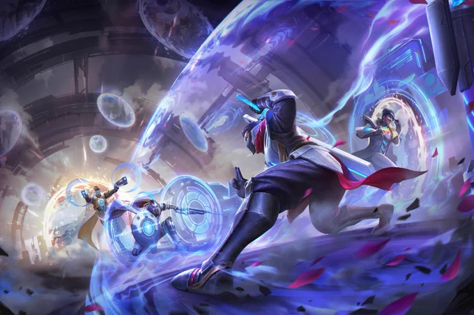 Wild Rift Pulsefire Lucian, Pantheon, Shen and Twisted Fate Promo Art by BlackVIII  