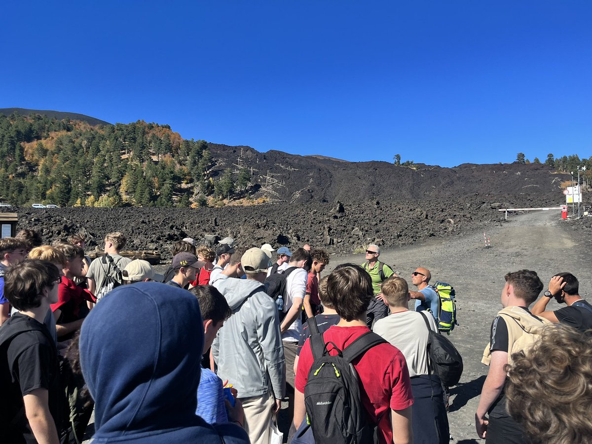 AGSItalytrip's tweet photo. Our hike at Etna Nord to the ‘Cave of Raspberries’ begins… https://t.co/D5GQbKWhez