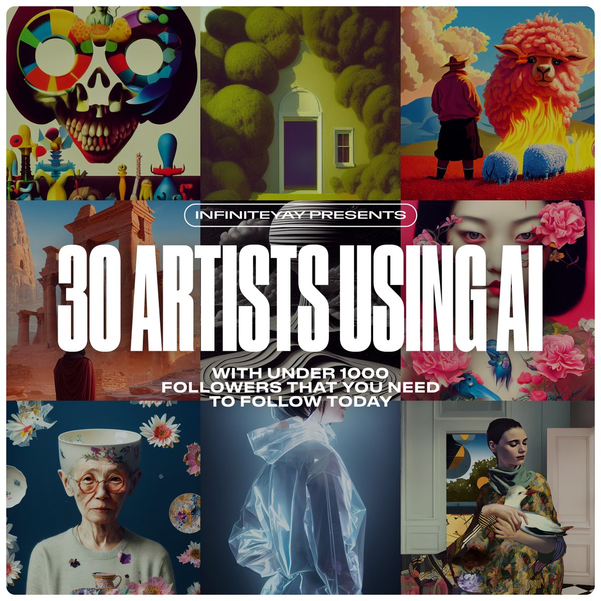 ✨30 Artists Using AI With Under 1000 Followers That You Need To Follow Today✨
--
I had to make a 2nd post like this to fit all the great artists I wanted to share! In no particular order, please enjoy!:
👇
#AIart #aiartcommunity #stablediffusion #midjourney #AI