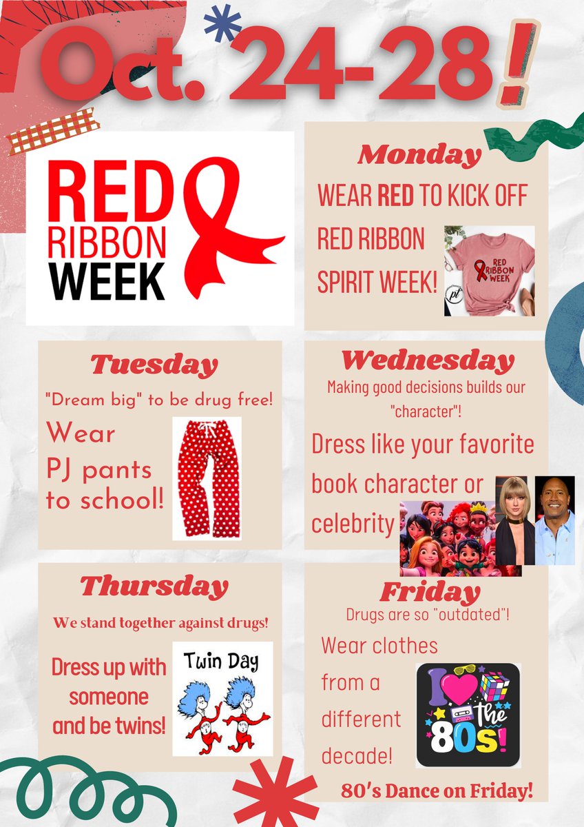 MCJHGators's tweet photo. Gator Community.....it's Red Ribbon Week!  The purpose is to encourage students to be drug free! #RedRibbonWeek #redribbonweek22 #drugfreeschool #drugfree #maydeforthis #maydeusproud #maydemyday #katyisd #strongertogether https://t.co/6Z8W1nrutZ