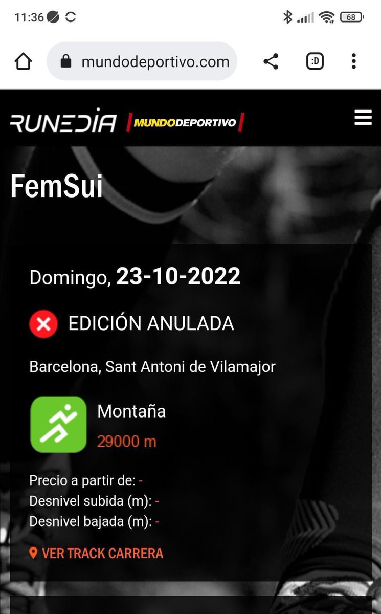 Hola <a href="/Runedia/">Runedia</a> això és totalment fals. La 9a <a href="/trail_femsui/">FemSui Vilamajor</a> serà aquest diumenge, dia 30/10 a #Vilamajor. Abans de publicar segons quina informació, millor verificar-la. <a href="/mundodeportivo/">Mundo Deportivo</a>