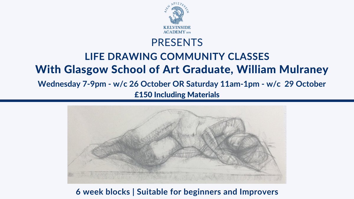Kelvinside1878's tweet photo. Life Drawing Community Art Classes are available for beginners and those who want to develop their skills 🎨 If this is something you are interested in, please contact w.mulraney@yahoo.org to sign up! @KA_CreativeArts #KAArt #KACommunity https://t.co/MpdgLCMy8T