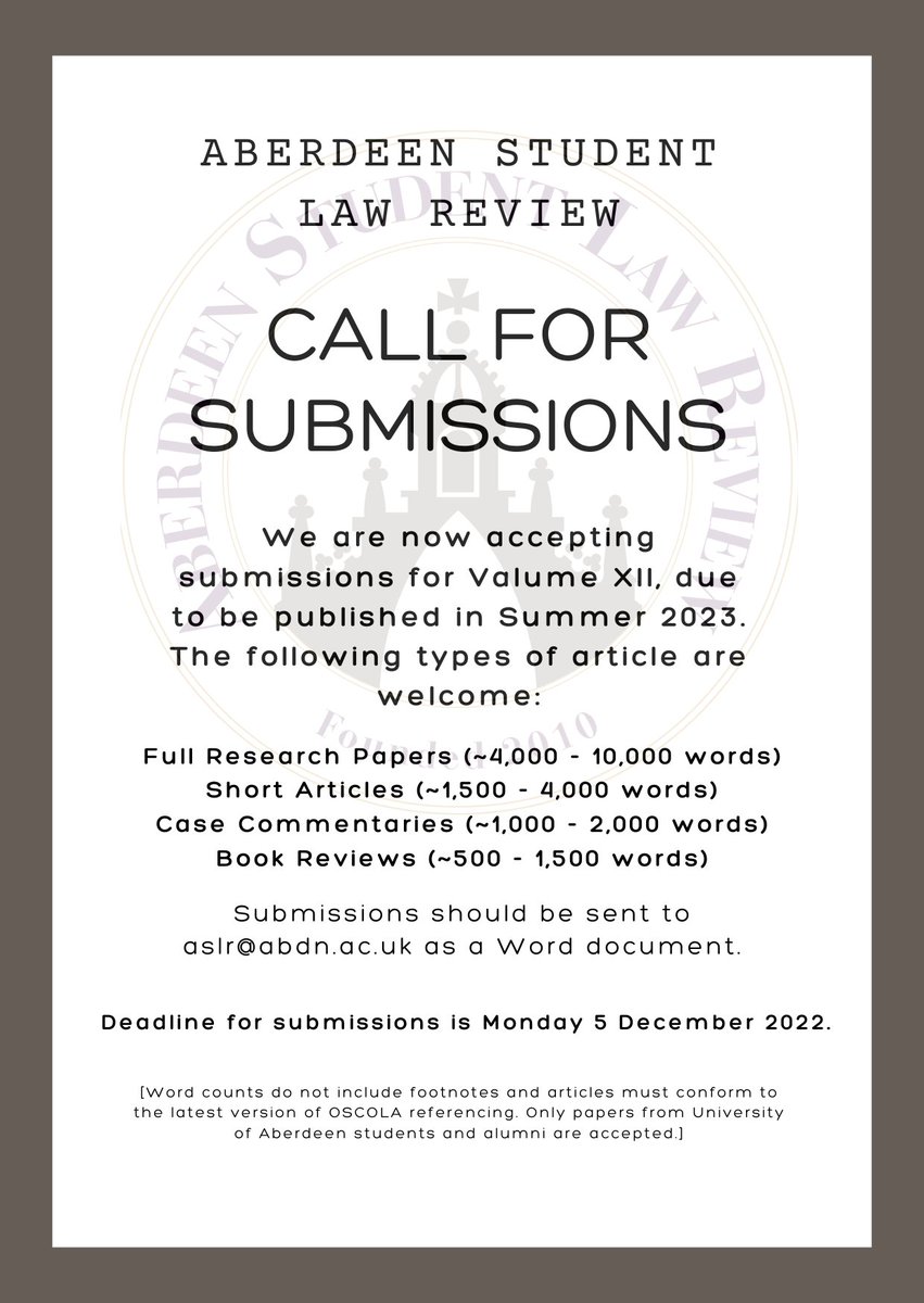 ASLR is now inviting submissions to be considered for Volume XII, due to be published Summer 2023. 
Deadline is 5 December 2022.