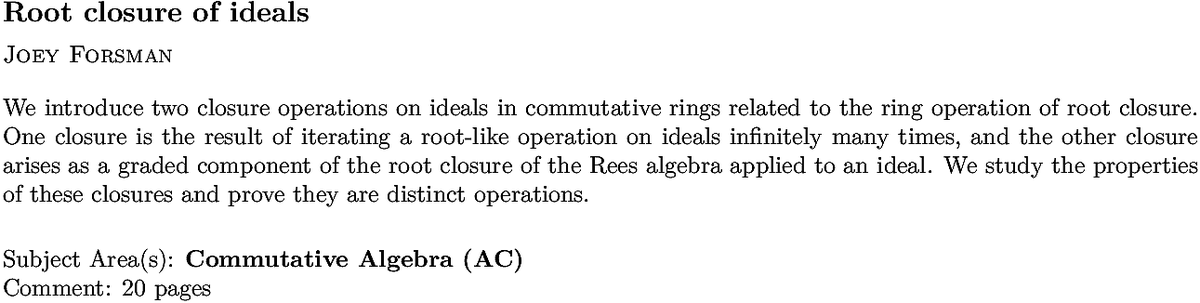 math.AC Commutative Algebra arXiv submissions tweet media