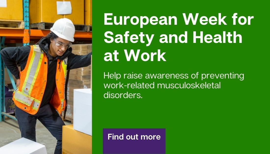 IOSH_tweets's tweet photo. This week is @EU_OSHA #EuropeanWeek for Safety and Health at Work, which aims to tackle work-related musculoskeletal disorders through its Healthy Workplaces Lighten the Load campaign.

We're a campaign partner &amp; will be supporting the week. Find out more: https://t.co/S8BkSd0ZhY https://t.co/IowrpEOKzA