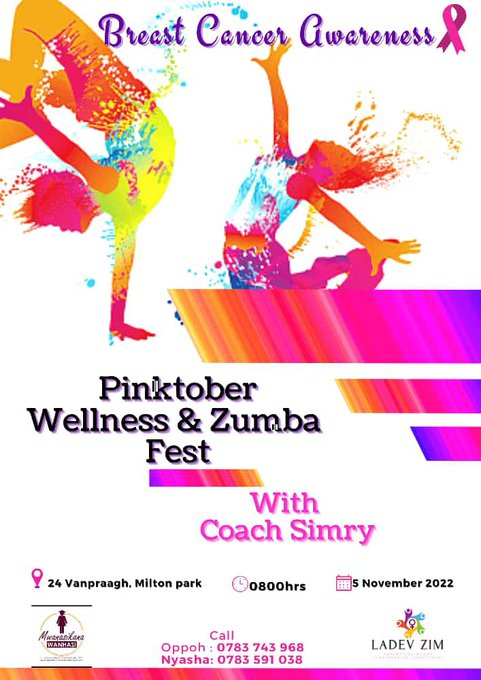 MwanasikanaW's tweet photo. Let us shut down our #Pinkoctober in style. We are hosting this wellness and Zumba Fest with our partner @ladevzim , see the contact details on the poster for more details.
See you there!
#BreastCancerAwarenessMonth
#2022 https://t.co/iOpupvTBBy