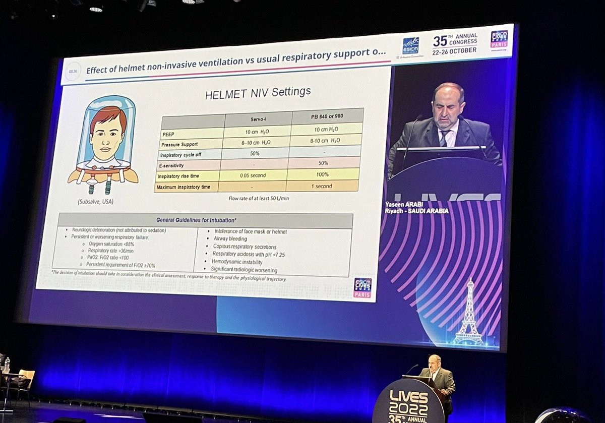 It was my pleasure to present the Helmet-COVID trial in the Presidents’ Ground Breaking Research Release at #LIVES2022 <a href="/ESICM/">ESICM</a> #Paris chaired by  <a href="/DrMCecconi/">Maurizio Cecconi</a>
<a href="/ElieAzoulay5/">Elie Azoulay</a> . Thank you <a href="/KSAU_HS/">جامعة الملك سعود بن عبدالعزيز للعلوم الصحية</a> <a href="/kaimrc_ksa/">KAIMRC كيمارك</a> #SCCTG &amp; participating sites
