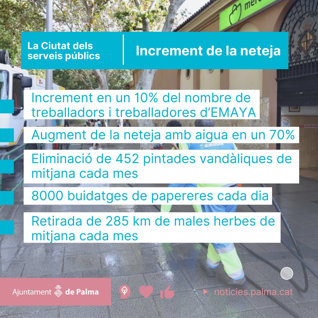 La Palma del present ja és la Palma del futur. 👉Milloram i incrementam els serveis públics 👉 Apostam pels entorns escolars 👉 Actuam a les places i els carrers per crear noves centralitats 👉 Som una ciutat diversa, plural i feminista 👉 Una Palma que defensa la cultura