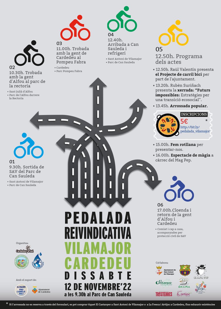 Ens estrenem a Twitter amb l'anunci de la Pedalada reivindicativa de Vilamajor a Cardedeu.🚴‍♀️🚴‍♂️🚴

Apunteu el 12 de novembre a les vostres agendes per una mobilitat sostenible, saludable i segura per tothom. 🙌

 Obrim fil per a més informació! 🧵