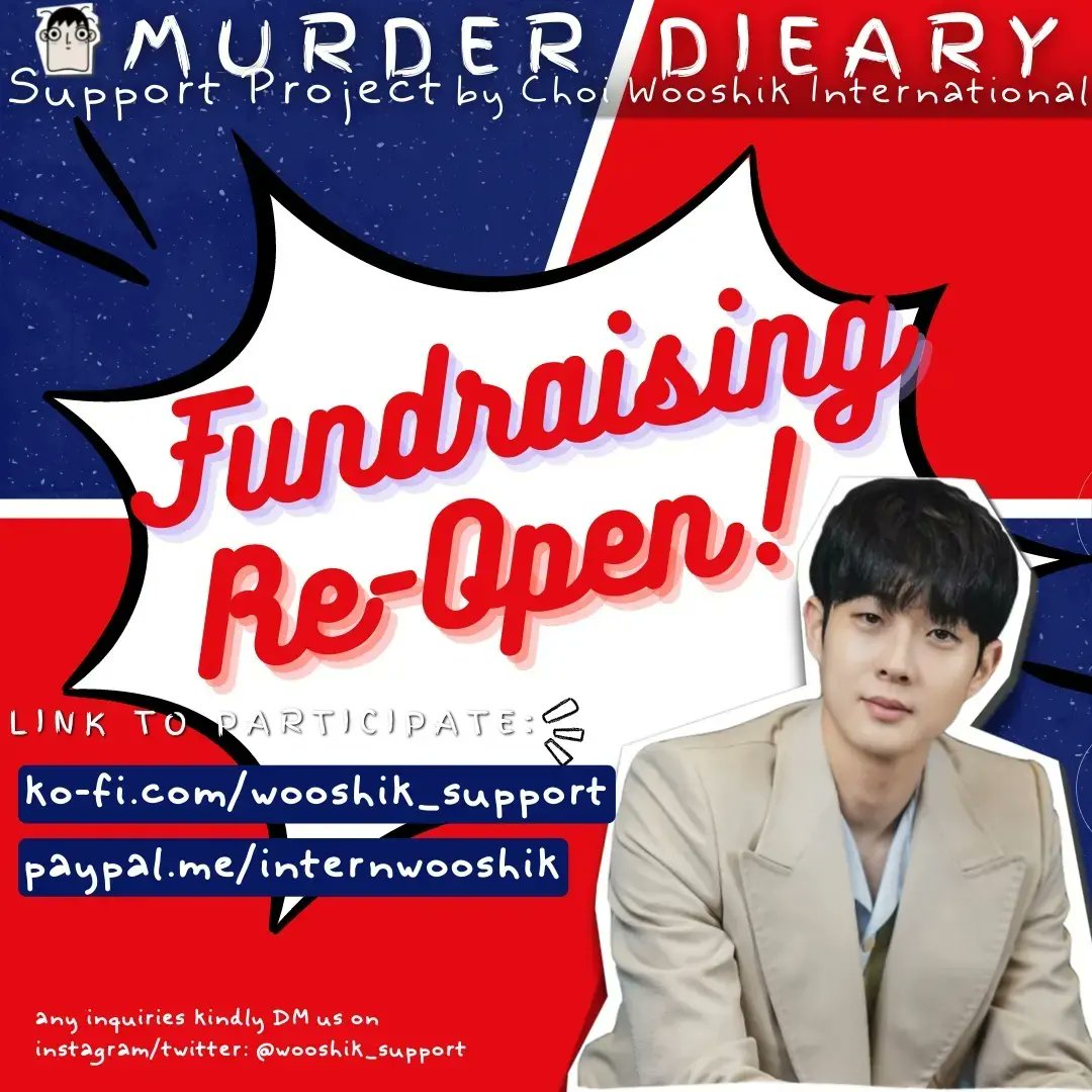 wooshik_support's tweet photo. [help RT] gentle reminder that our fundraising for #MurderDIEary filming support project is still OPEN!

let's come and join, for LEE TANG🤩✨✨
🔗https://t.co/HFHxFBrPqC
https://t.co/yG99gqlqcR

#ChoiWooShik #최우식 #살인자ㅇ난감 https://t.co/F5NOAnkx5u
