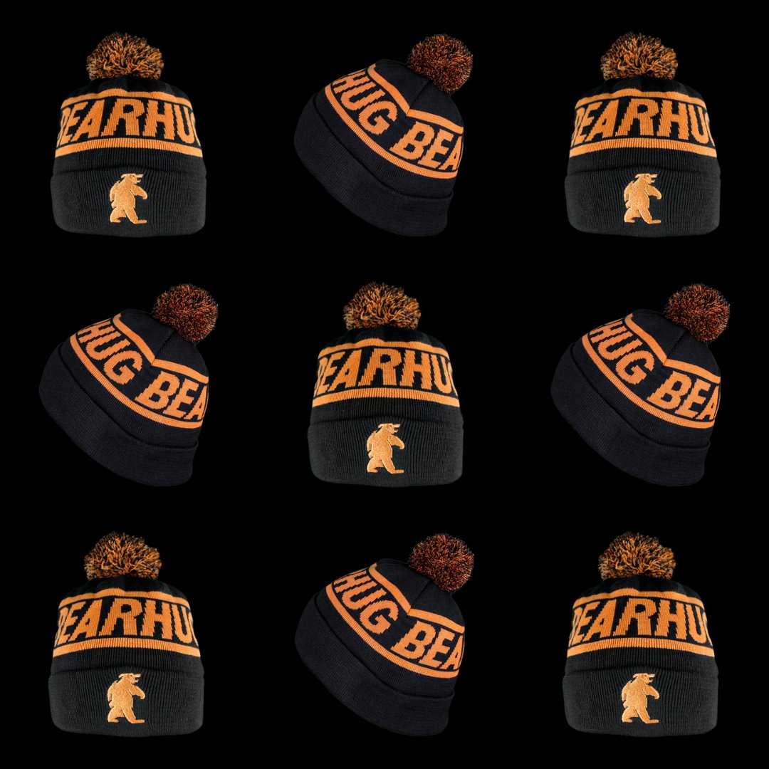 Our Bobble hats are BACK IN STOCK! 🔥 You can now get your hands on our 100% acrylic bobble hats, giving you superior warmth this winter! Just follow the link below to order yours! 🐻 getabearhug.com/products/bobbl…