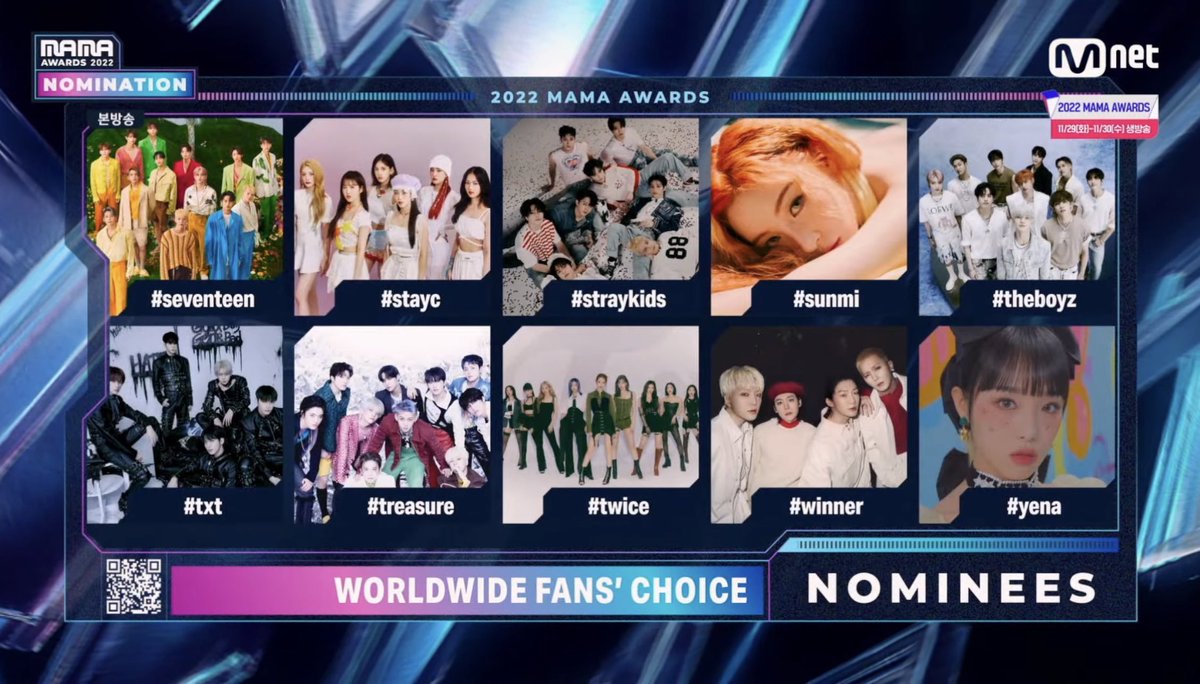 2022 MAMA Worldwide Fans' Choice Voting

🔗 Website Vote: 2022mama.com/vote
📌 1 vote per acc per day!

🔗 Spotify Vote: open.spotify.com/playlist/37i9d…
📌 Stream SMILEY 5 times!

🔗 Twitter Vote
#MAMAVOTE #yena 
📌 1 valid vote per day (Tweet, Retweet, Reply)

📍~NOV 4 11:59PM KST