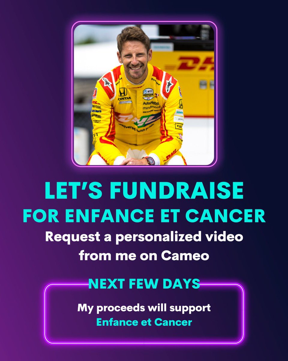 Supporting @EnfanceetCancer with my @BookCameo cameo.com/grosjeanromain