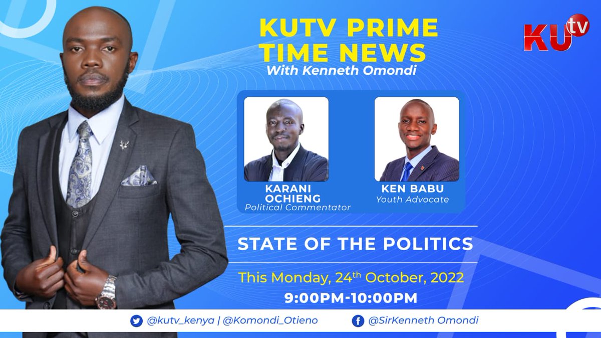 Stay tuned from 9pm. @sharonotieno047 @youthagenda254 @TheYouthSpaceM1 @kutv_kenya @Speakg254