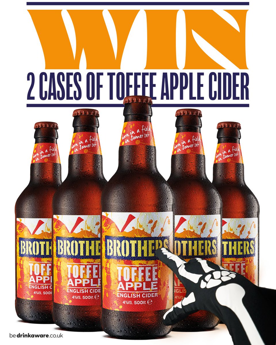 Brothers Cider (@brotherscider) on Twitter photo 🎃 SPOOKYLICIOUS GIVEAWAY 🎃
We're giving away 2 cases of Brothers Toffee Apple cider to 3 lucky winners this Halloween!
To enter👇
Like & Retweet
Follow <a href="/BrothersCider/">Brothers Cider</a>
Ends 30.10.22. Over 18's & GB residents only. T&Cs: bit.ly/brothers-terms #halloween #halloweenparty 🎃 SPOOKYLICIOUS GIVEAWAY 🎃
We're giving away 2 cases of Brothers Toffee Apple cider to 3 lucky winners this Halloween!
To enter👇
Like & Retweet
Follow <a href="/BrothersCider/">Brothers Cider</a>
Ends 30.10.22. Over 18's & GB residents only. T&Cs: bit.ly/brothers-terms #halloween #halloweenparty