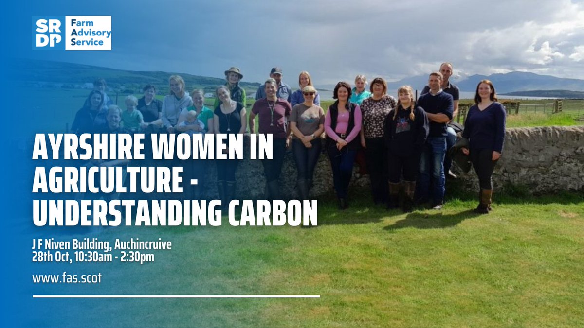 Ayrshire Women in Agriculture group will be held on the 28th of Oct starting at 10:30am on the topic of 'Understanding Carbon - How to Reduce Emissions whilst Improving Business Performance' with speaker Seamus Murphy, from SAC Consulting. Click buff.ly/3eSBwZG to sign up