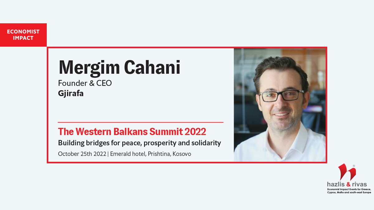 MergimCahani's tweet photo. A pleasure to be part of #EconWesternBalkans tomorrow as a keynote speaker at the Tech-celeration and Innovation at the Western Balkans panel. 

Balkans as a region offers an opportunity for growth across multiple economic dimensions and segments.  
@economistimpact @TheEconomist https://t.co/nphyCeGCHS