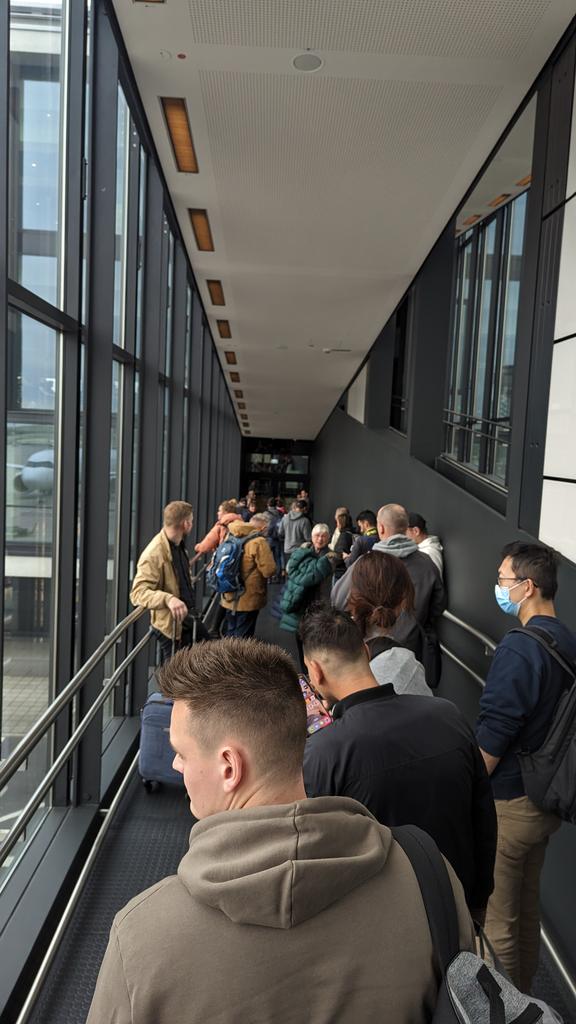 Just landed in Berlin. Entry door broken. Stuck for a few min. I could have many thoughts....