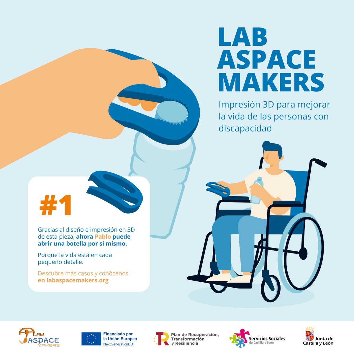 AspaceSegovia's tweet photo. Qué fácil puede ser abrir una botella 🍾, verdad‼️
Las personas con #paralisiscerebral necesitan un producto de apoyo a medida 
para una acción tan simple como girar ↪️ un tapón. https://t.co/A0MAXgaA3W