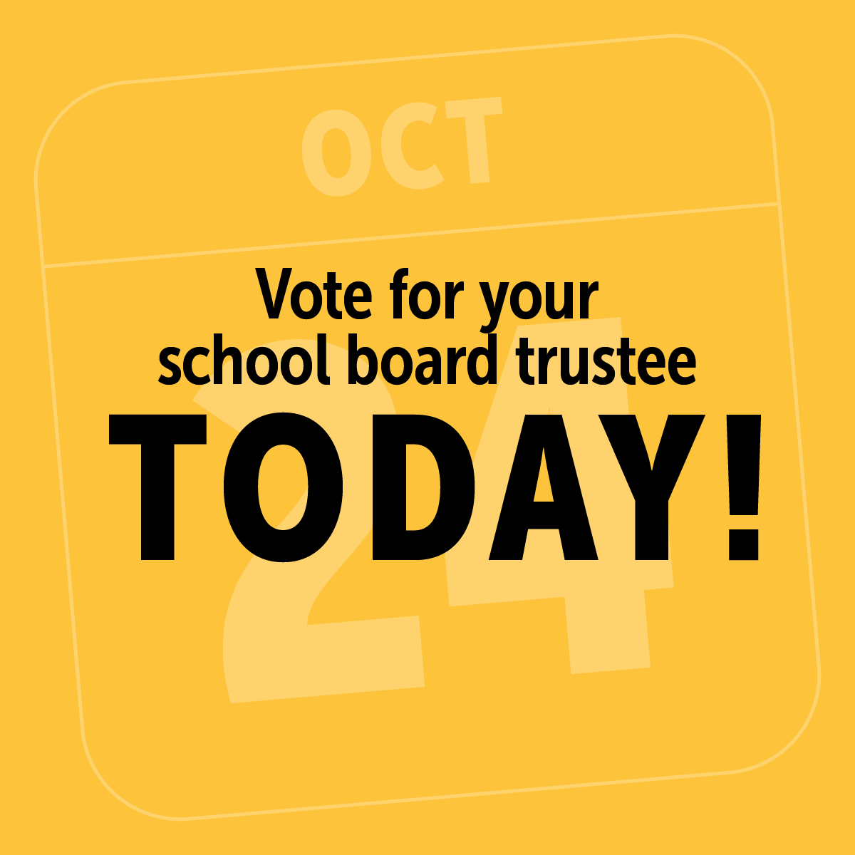 Municipal elections are happening across Ontario today! Your local school board trustee is as important as any other position on the ballot. Your vote will help shape Ontario’s education and our children’s future. Get out and vote!