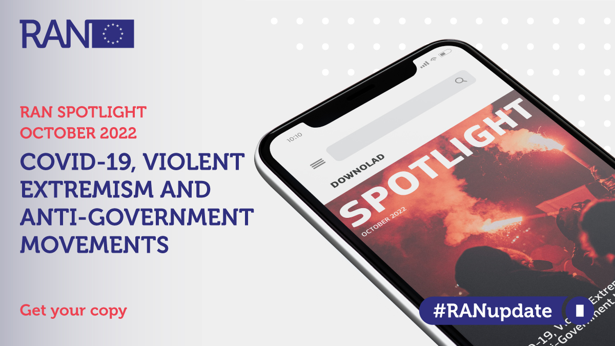 EUPreventionHub's tweet photo. 📢 Our new edition of #RANSpotlight is online now!
📲 Download and read about the challenges posed by #VLWAE &amp; #VRWE groups regarding anti-government sentiments. How have they exploited #COVID19 pandemic to push people to violence?
Here's more: https://t.co/lHPxFMuj0K https://t.co/asbyEQMmsW