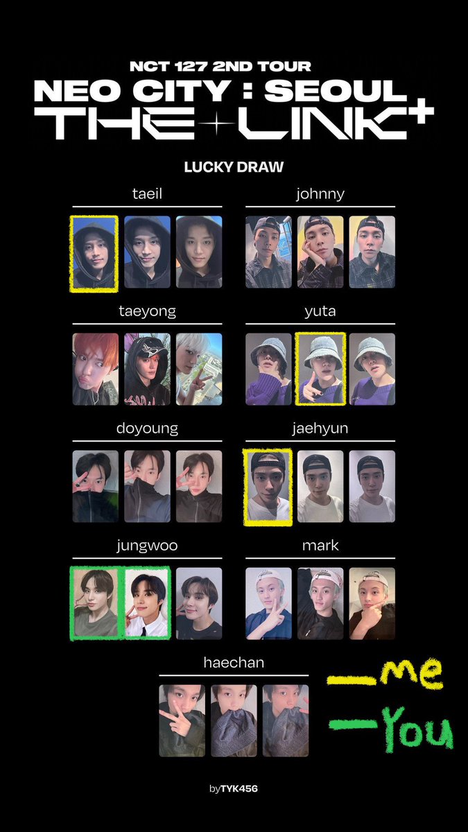 210515__'s tweet photo. 엔시티 nct 일이칠 127 더링크 플러스 콘서트 럭드 교환

💛 : 있어요
💚 : 구해요

n:1 교환도 가능! 디엠 주세요

nct 127 엔시티 일이칠 더링크 럭드 럭키드로우 태일 쟈니 태용 유타 도영 재현 정우 마크 해찬 포카 양도 pc sell https://t.co/ZLSB9g4Y9F