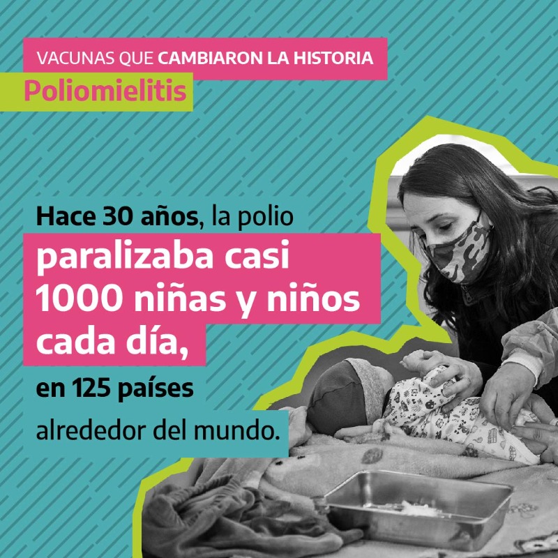 MinSalud_Ar's tweet photo. Desde 1984 no hay casos de Poliomielitis en Argentina 🇦🇷💪🏼
 
Hasta el 13 de noviembre todas las niñas y niños de 13 meses a 4 años inclusive deben recibir las dosis adicionales de la Campaña Nacional de Vacunación.
 
¡Acercate a cualquier vacunatorio sin orden médica!